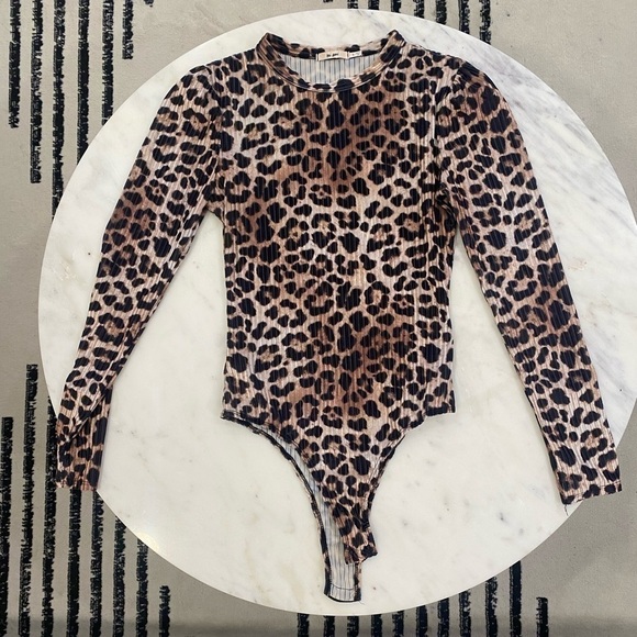 Mi Ami Leopard Print Bodysuit sz S Halloween Animal Print Jungle Safari Theme - Picture 1 of 4